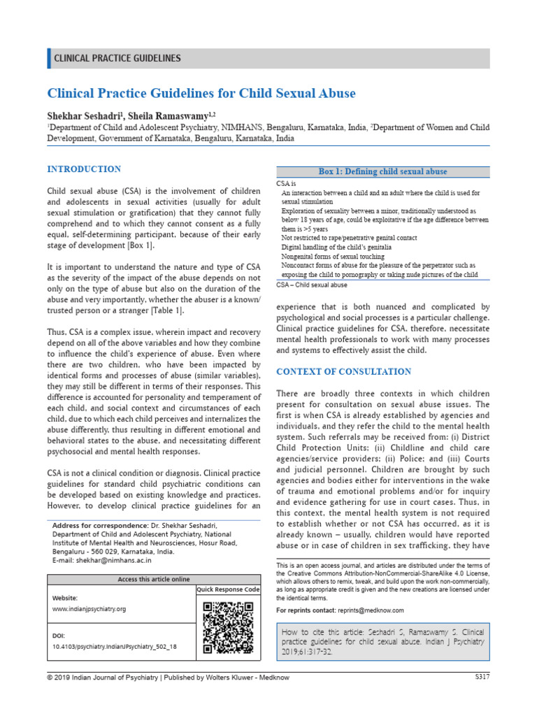 Clinical Practice Guidelines For Child Sexual.18 | PDF | Child Abuse ...