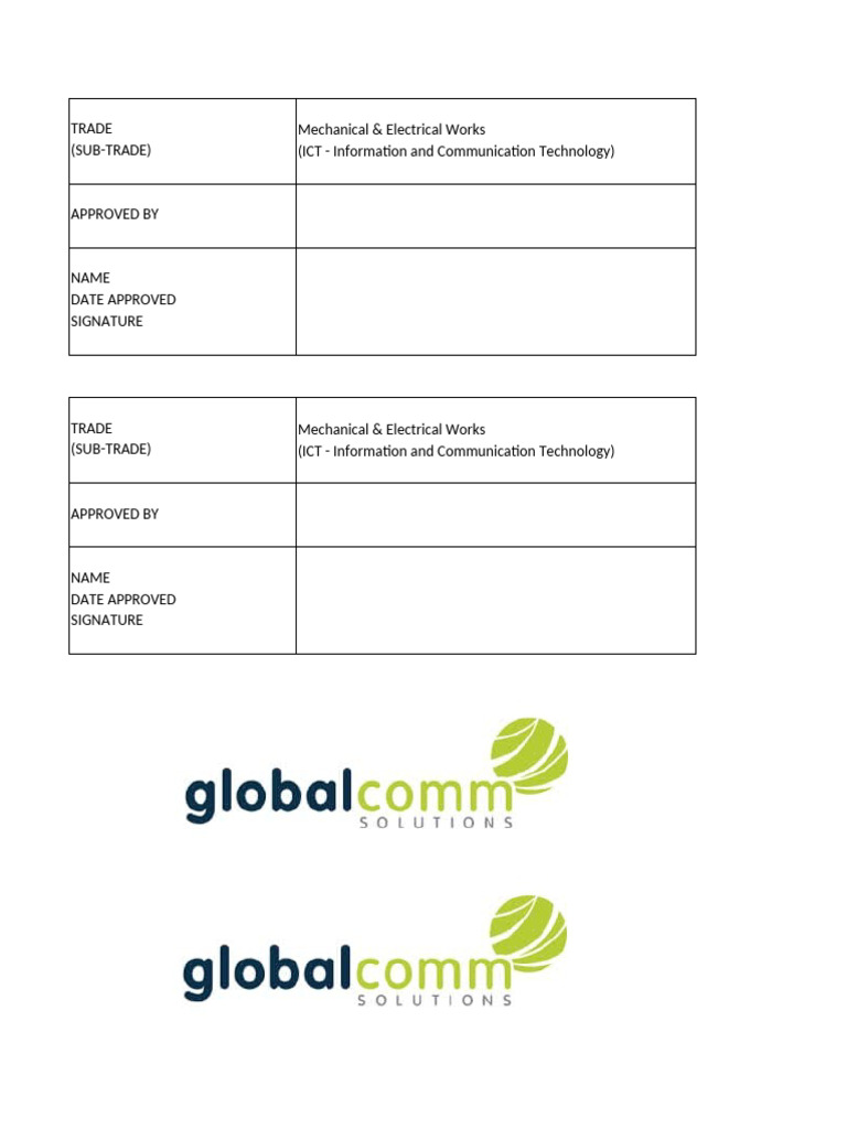 ICT Mechanical & Electrical Works Approval | PDF