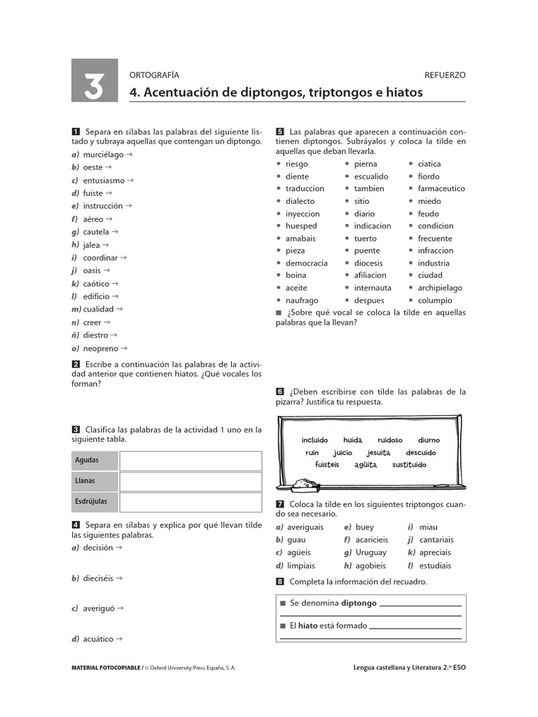 Acentuación: Diptongos y Hiatos | PDF | Voz humana | Lingüística
