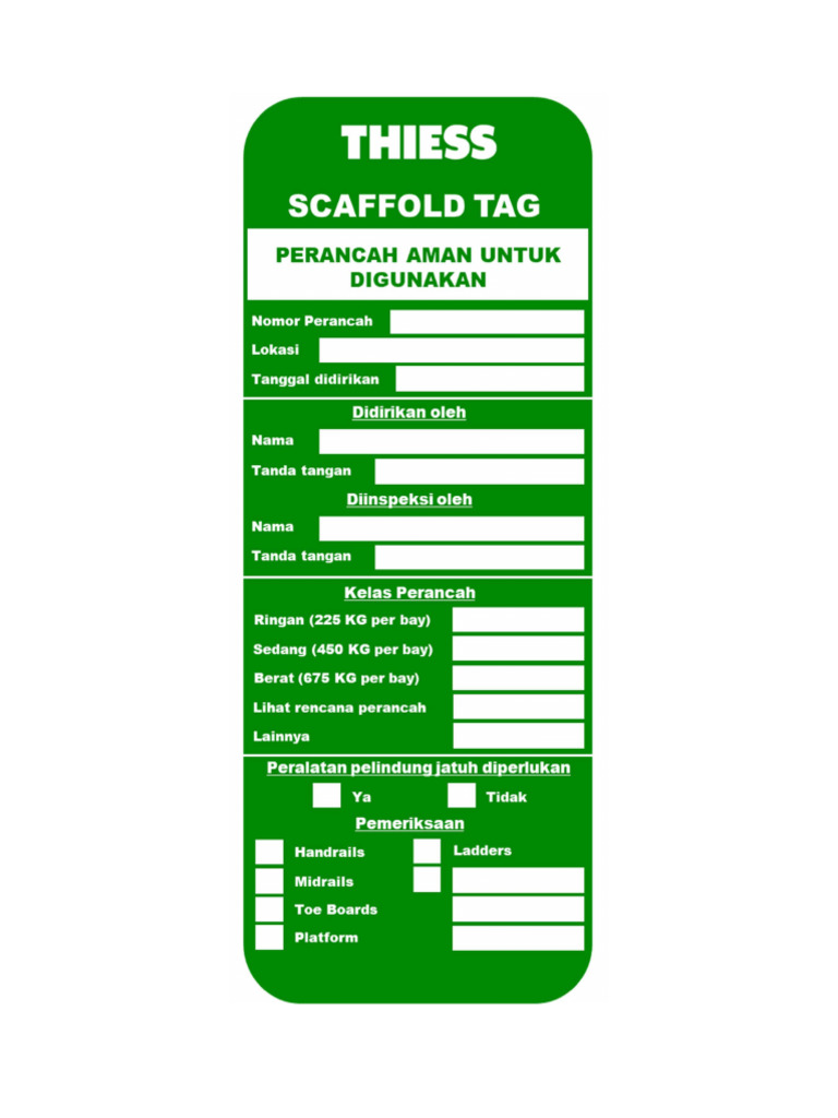 Scaff Tag Ukuran Besar 1 | PDF