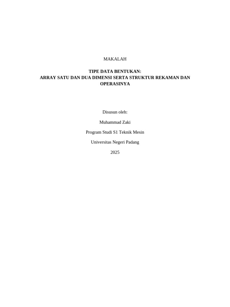 Tipe Data Bentukan: Array dan Record | PDF
