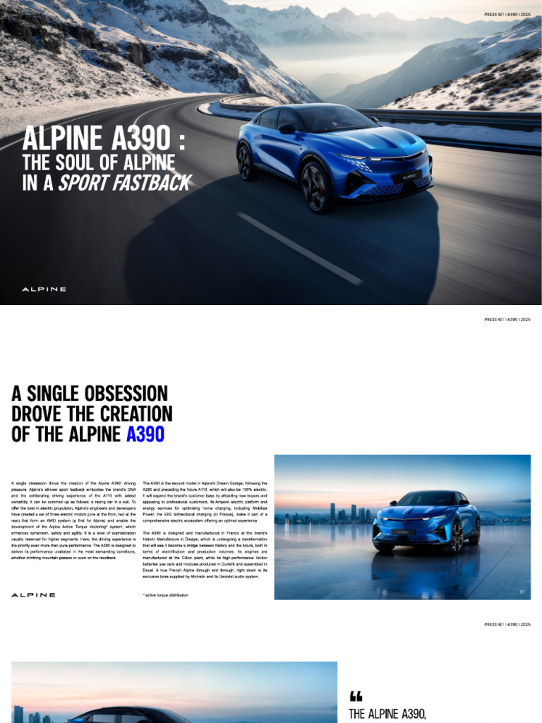 Alpine A390: Electric Sport Fastback 2025 | PDF | Electric Motor