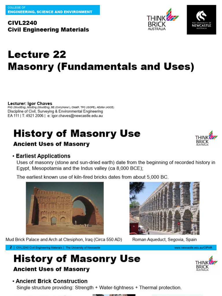 CIVL2240+Lecture+22+ +masonry+ (Fundamentals+and+Uses) | PDF | Masonry ...