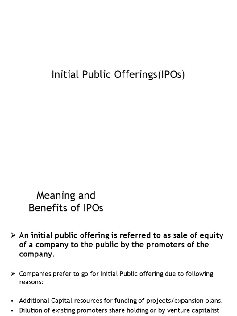 Understanding IPOs: Process and Benefits | PDF | Initial Public ...