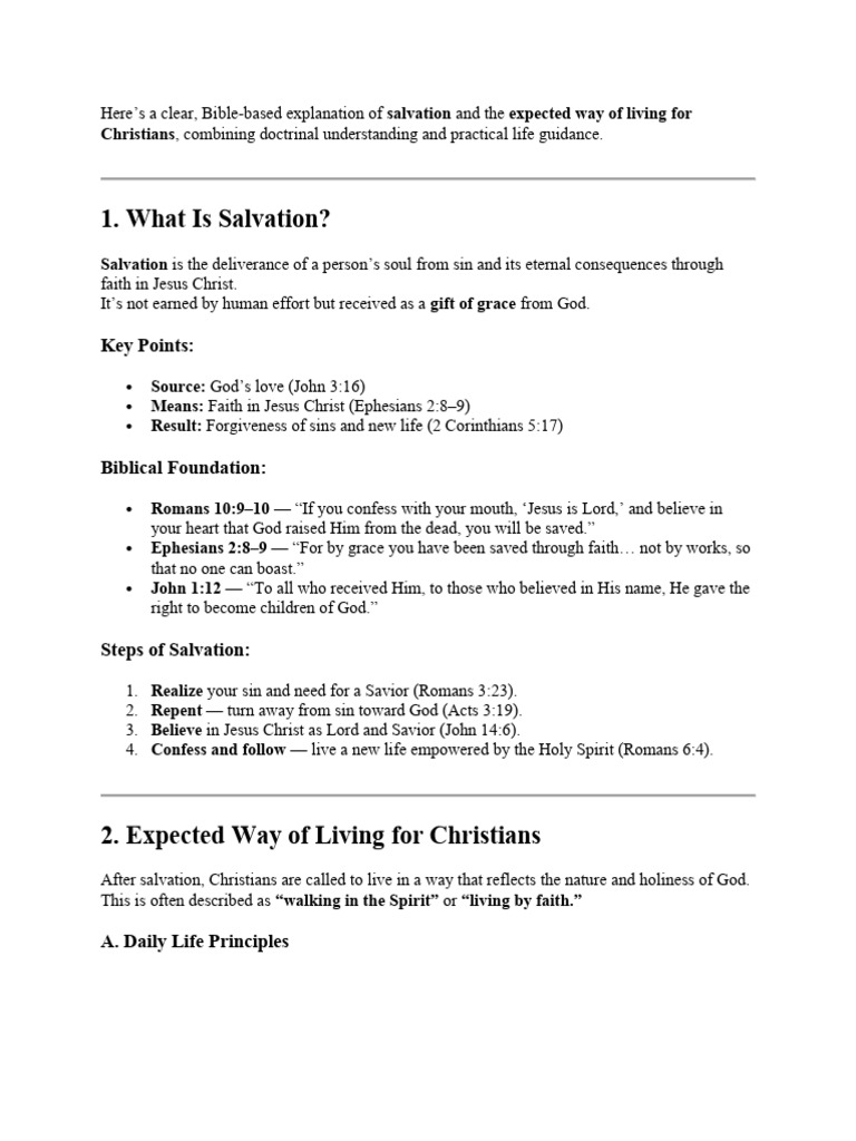 Bible-Based Guide to Salvation and Living | PDF | Salvation | God In ...
