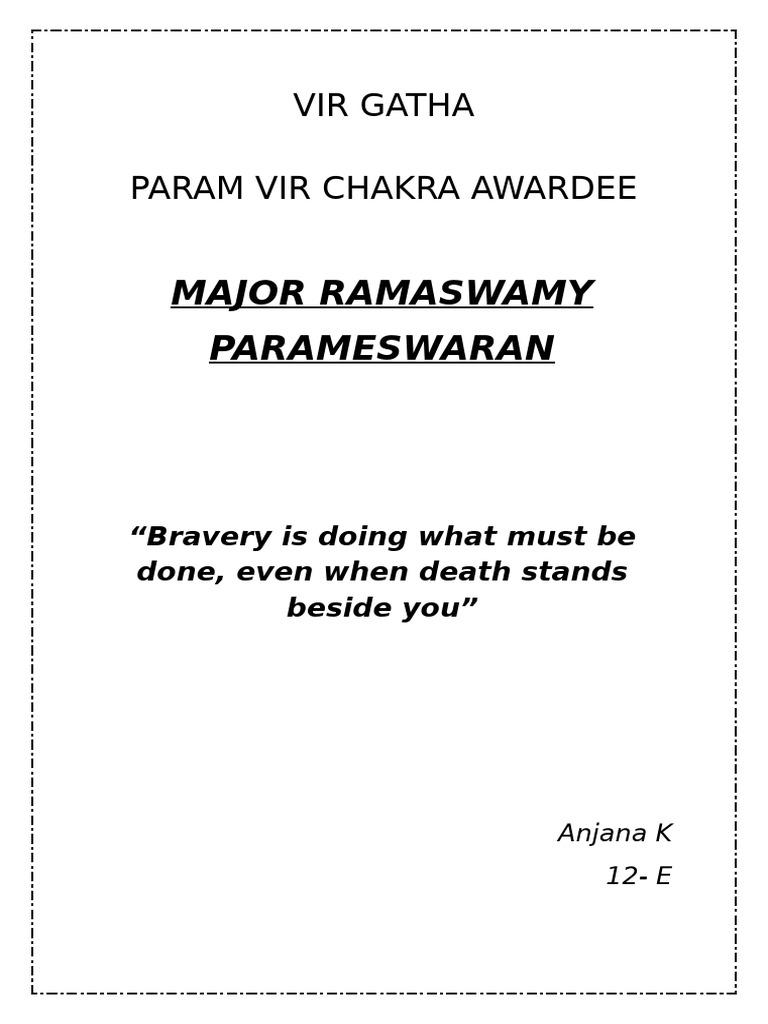 Major Ramaswamy Parameswaran: A Hero's Legacy | PDF