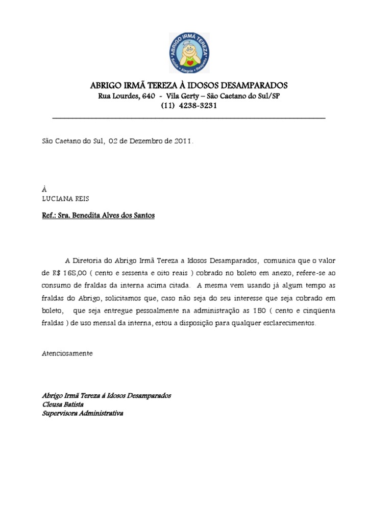 carta de agradecimento