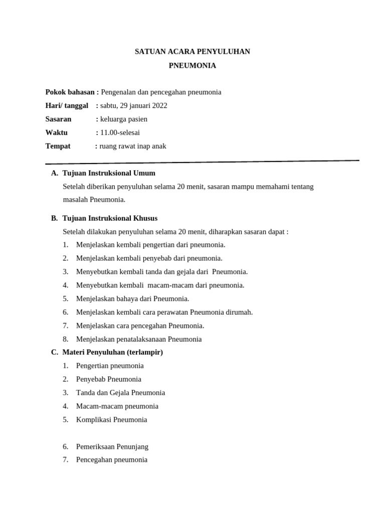 Penyuluhan Pencegahan Pneumonia Anak | PDF