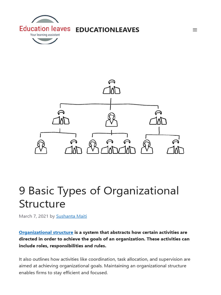 9 Basic Types of Organizational Structure | PDF | Organizational ...