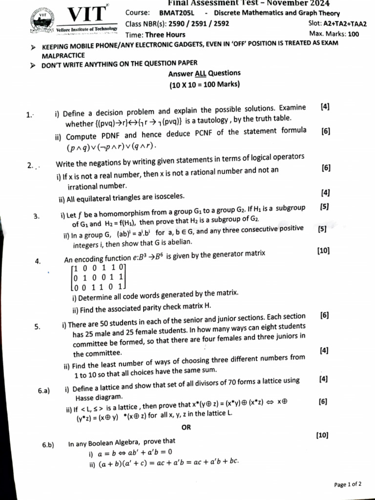 Bmat205l Fat A2 2024 2025 | PDF | Algebra | Mathematics