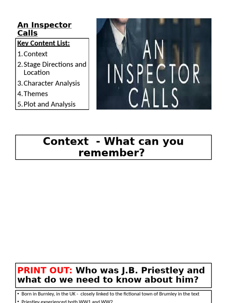 An Inspector Calls Revision Power Point | PDF | Seven Deadly Sins