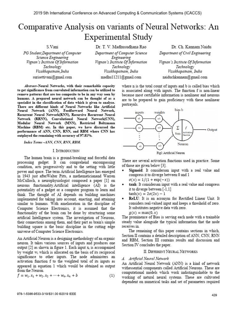 Neural Networks Performance Comparison | PDF | Machine Learning ...