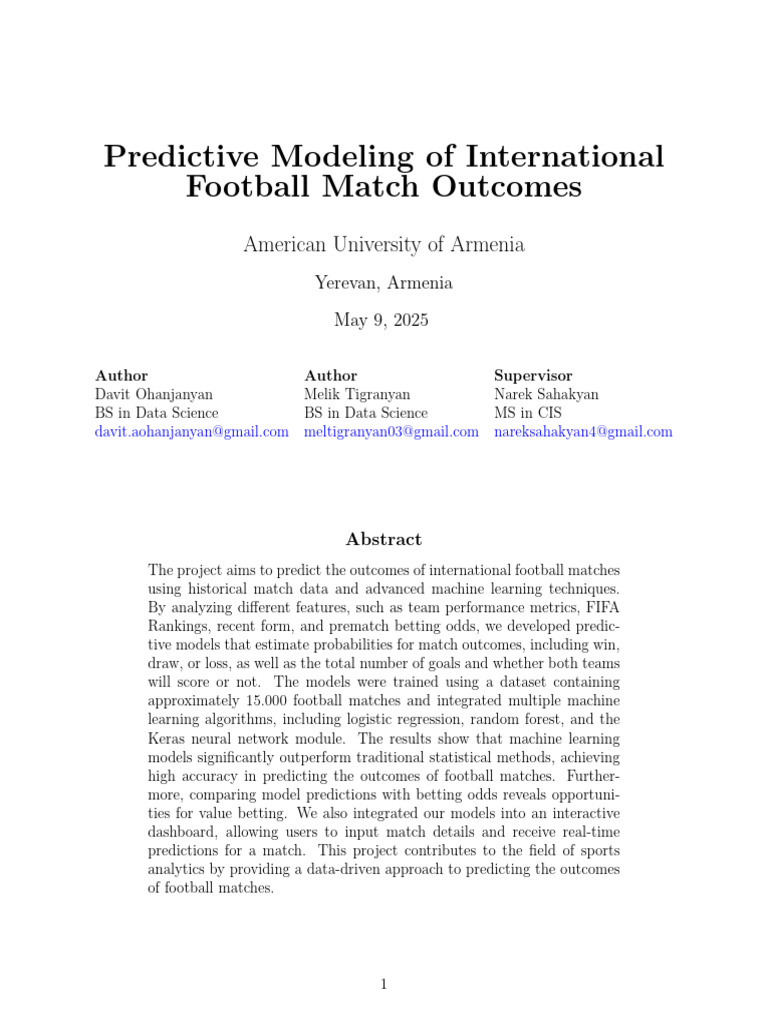 Football Match Outcome Prediction Models | PDF | Prediction | Machine ...