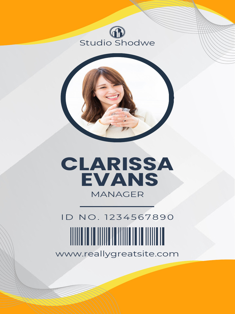 Orange and Grey Minimalist Manager ID Card | PDF