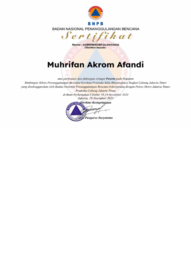 E-SERTIFIKAT Muhrifan Akrom Afandi | PDF