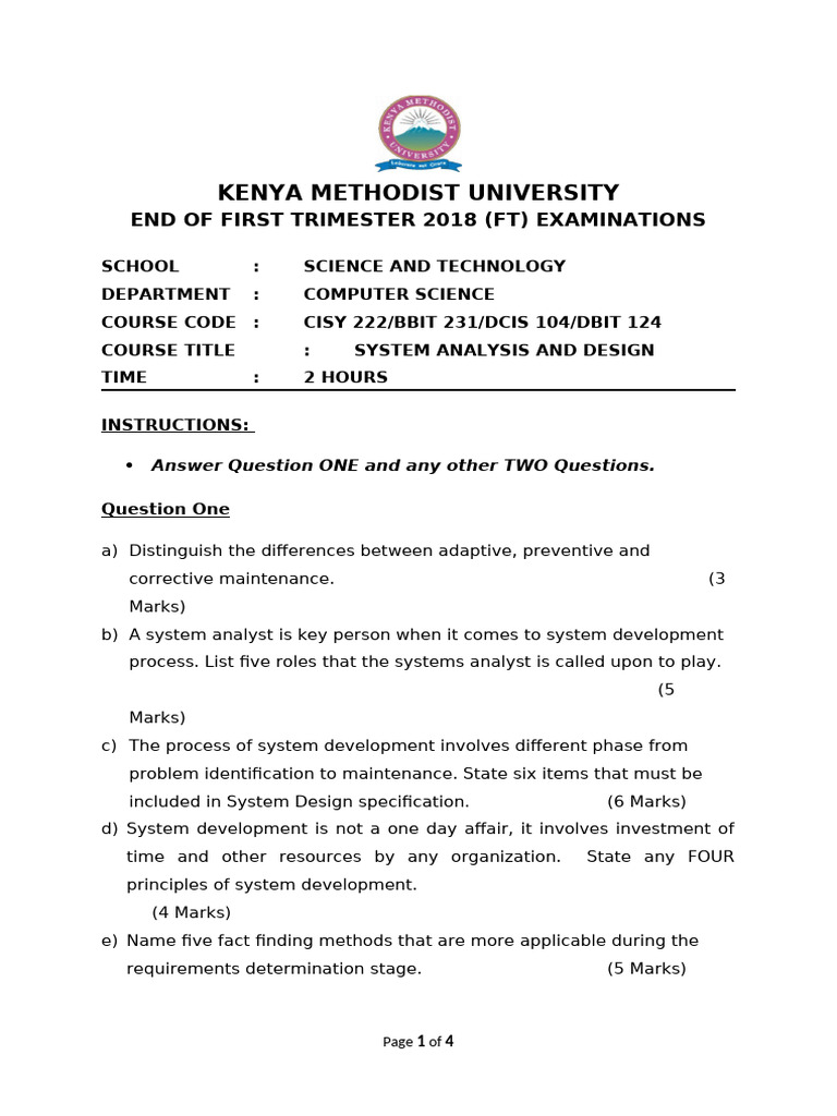 System Analysis and Design Exam Guide | PDF | Software Prototyping ...