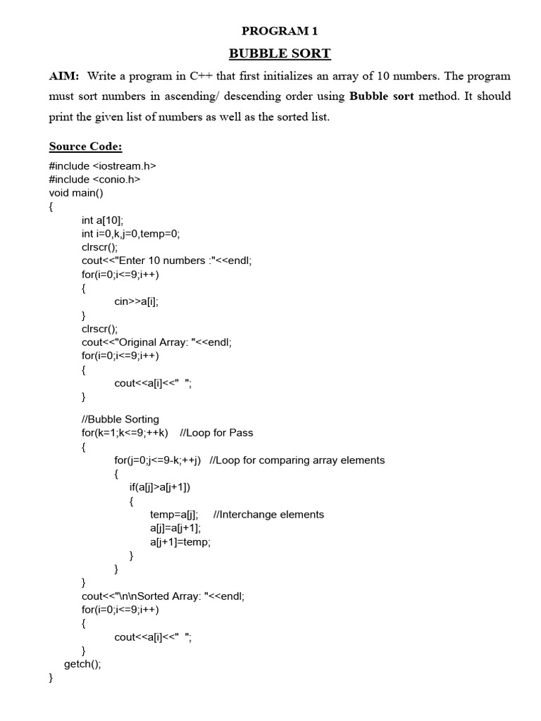 C++ Programs: Sorting, Searching, and Classes | PDF | Computer ...