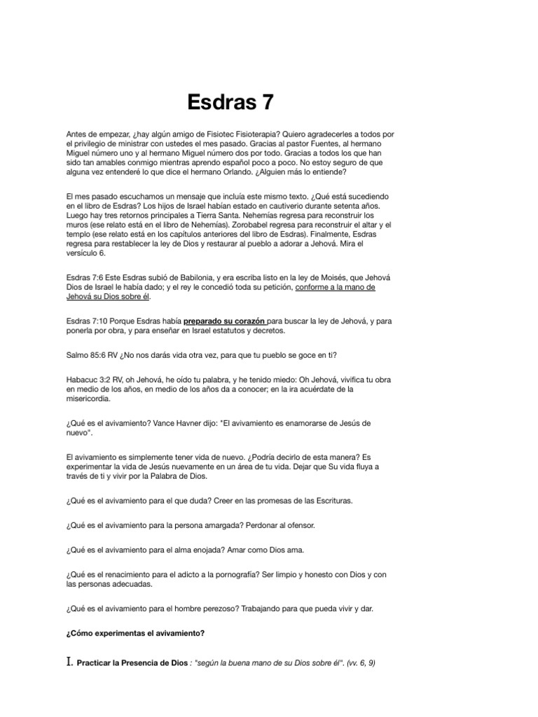 Avivamiento y Presencia de Dios en Esdras | PDF | Ezra | Pecado