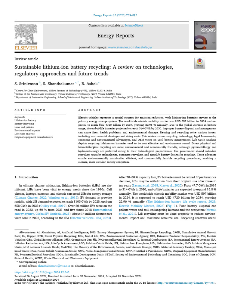 Sustainable Lithium-Ion Battery Recycling Review | PDF | Lithium Ion ...