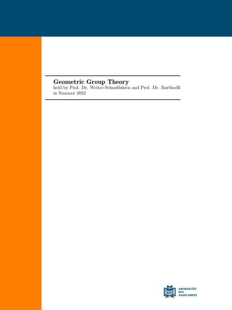 Geometric Group Theory in Summer 2022 (Unfinished Lecture Notes) | PDF ...
