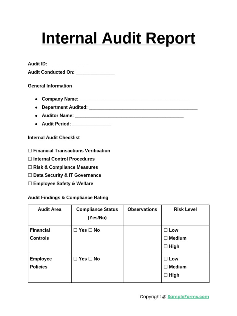 Internal Audit Compliance Report | PDF