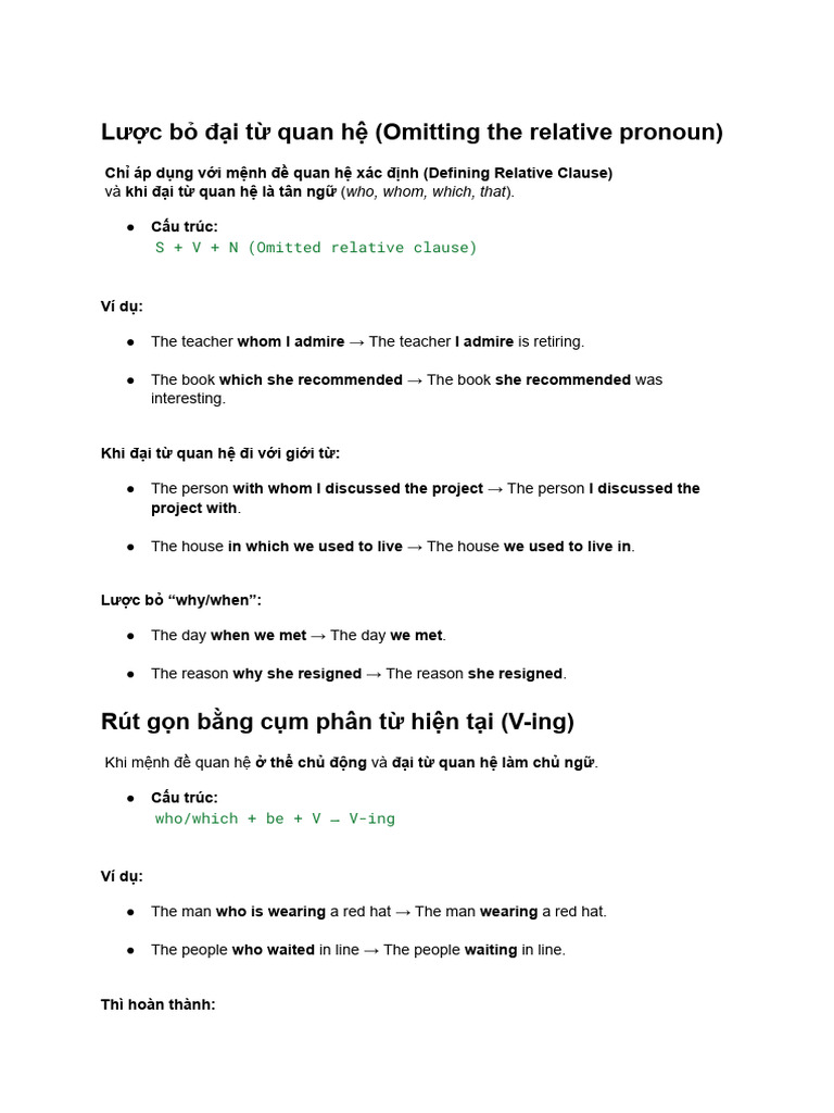 Omitting Relative Pronouns Guide | PDF | Linguistic Typology ...