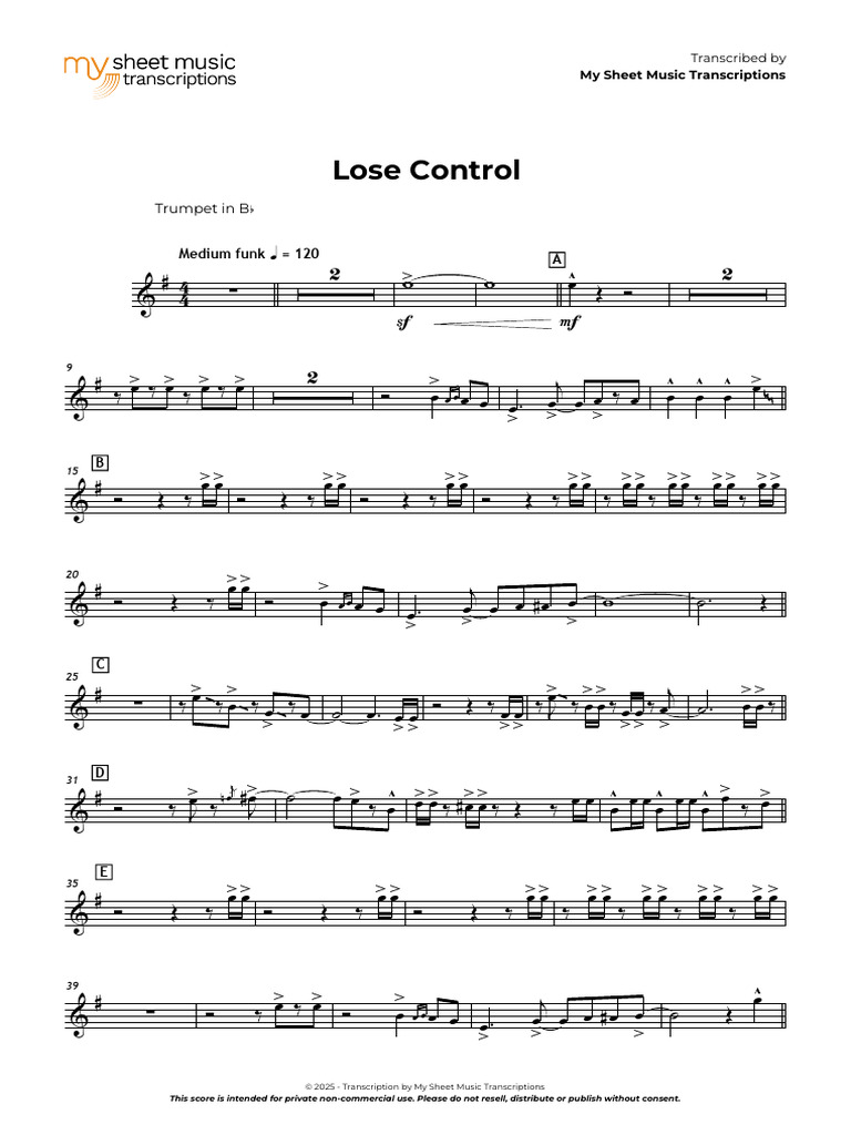 Lose Control Trumpet Sheet Music | PDF
