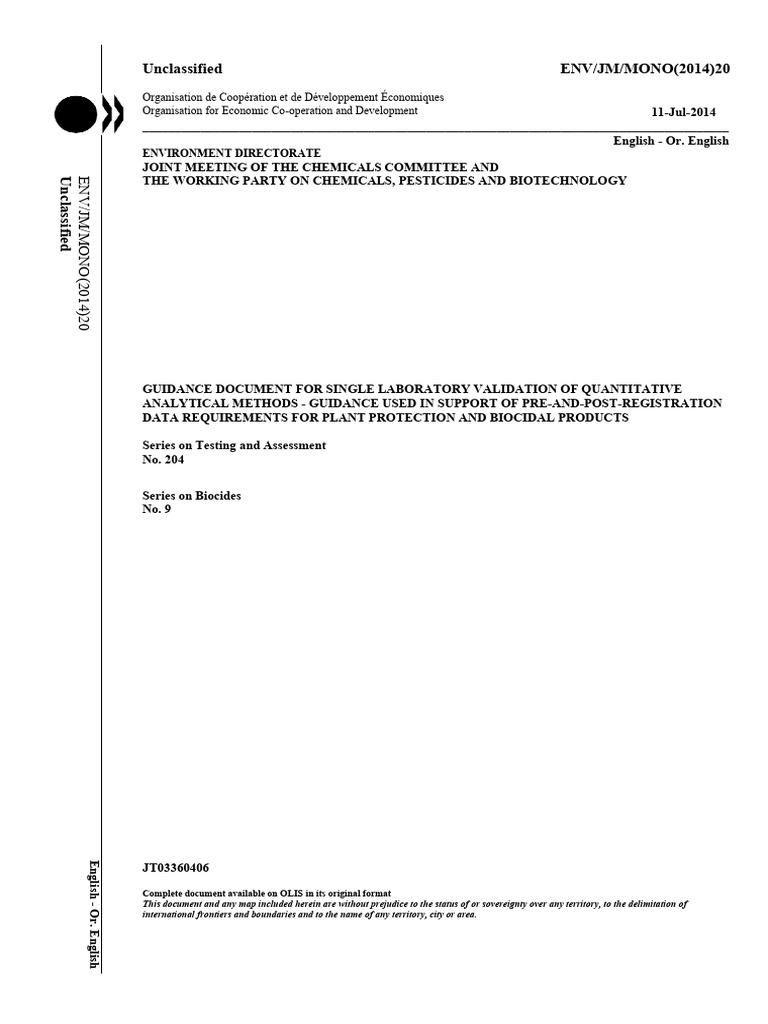Guidance Document For Single Laboratory Validation of Quantitative ...