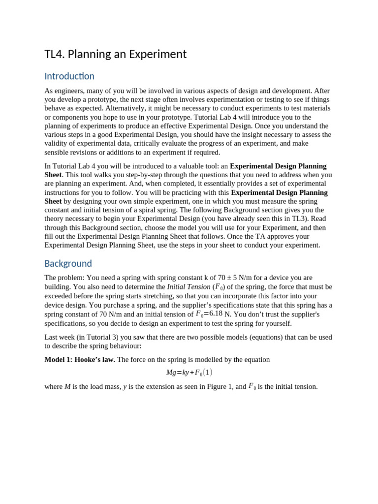 Experimental Design for Spring Testing | PDF | Regression Analysis ...