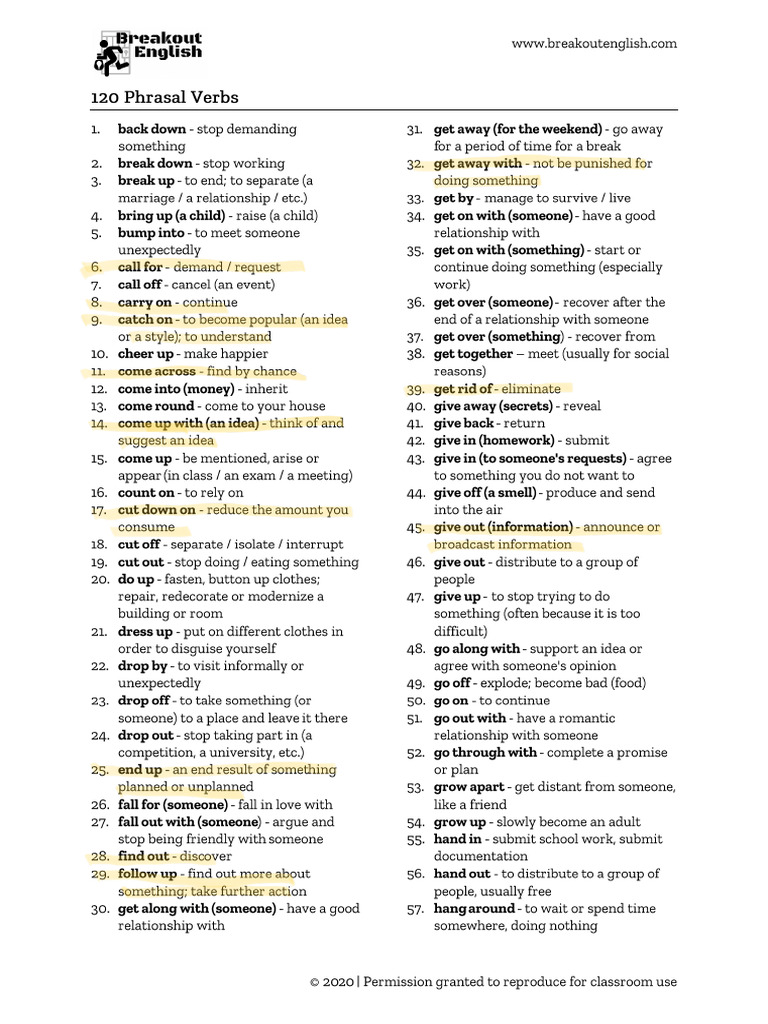 120 Phrasal Verbs | PDF