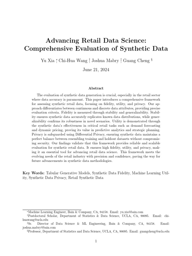 Evaluating Synthetic Retail Data Framework | PDF | Probability ...