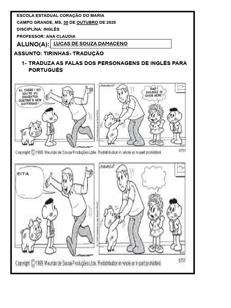 Tradução de Tirinhas em Inglês | PDF