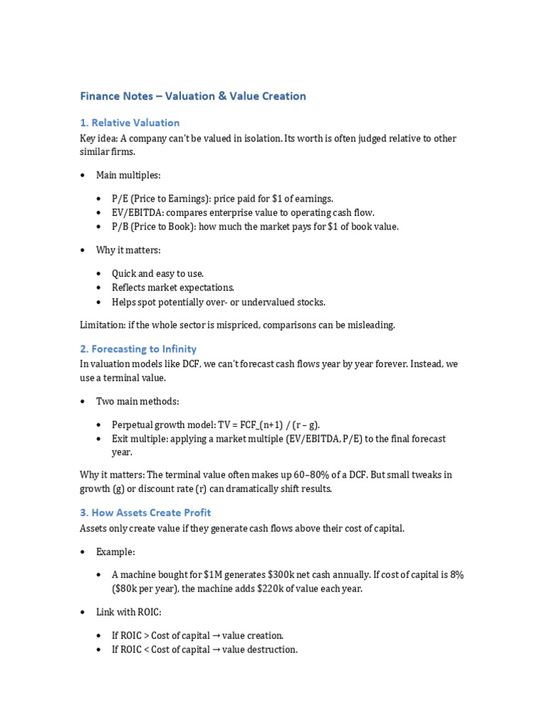 Valuation Techniques and Value Creation | PDF