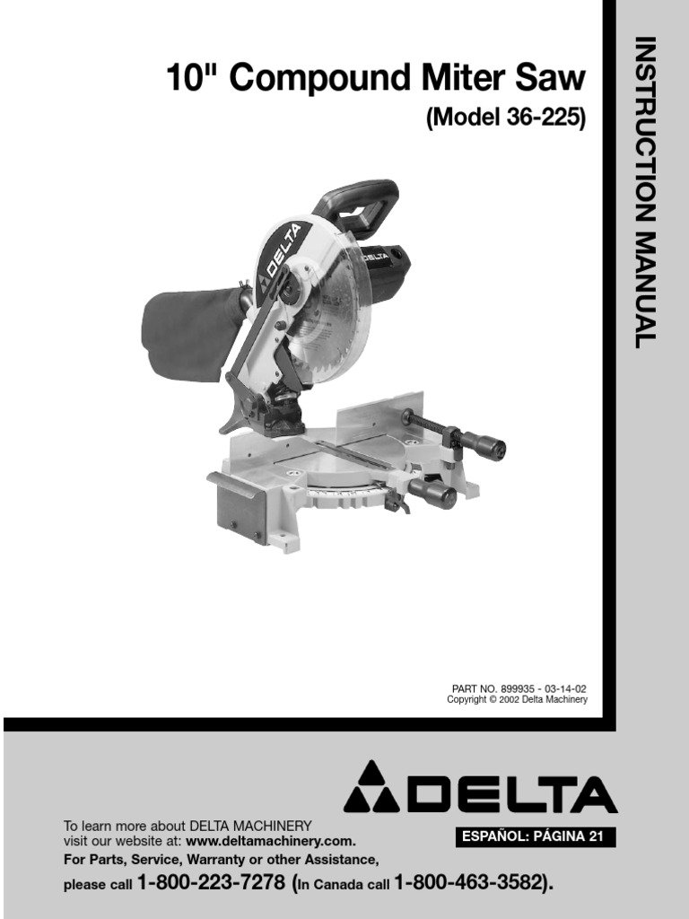 Delta 10" Miter Saw Instruction Manual PDF Electrical Connector — free download