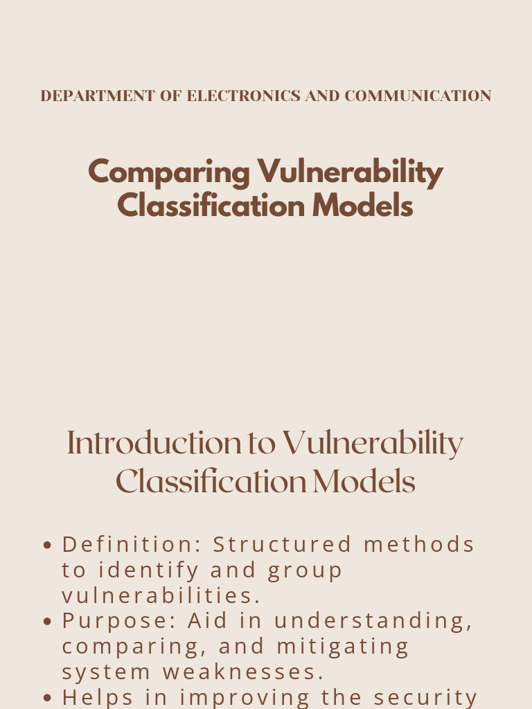 Vulnerability Classification Models Overview | PDF | System | Computer ...