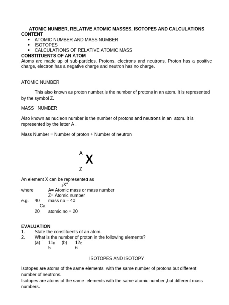 Isotopy and Relative Atomic Mass | PDF | Isotope | Chemical Elements