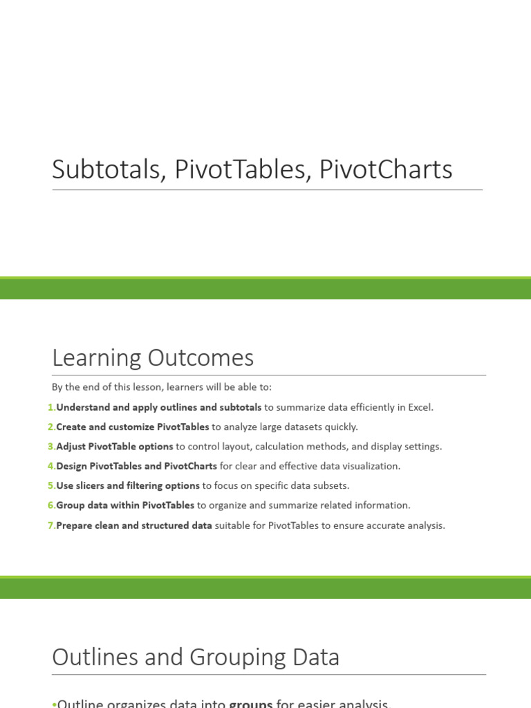 Excel Data Summarization Techniques | PDF | Microsoft Excel | Computing
