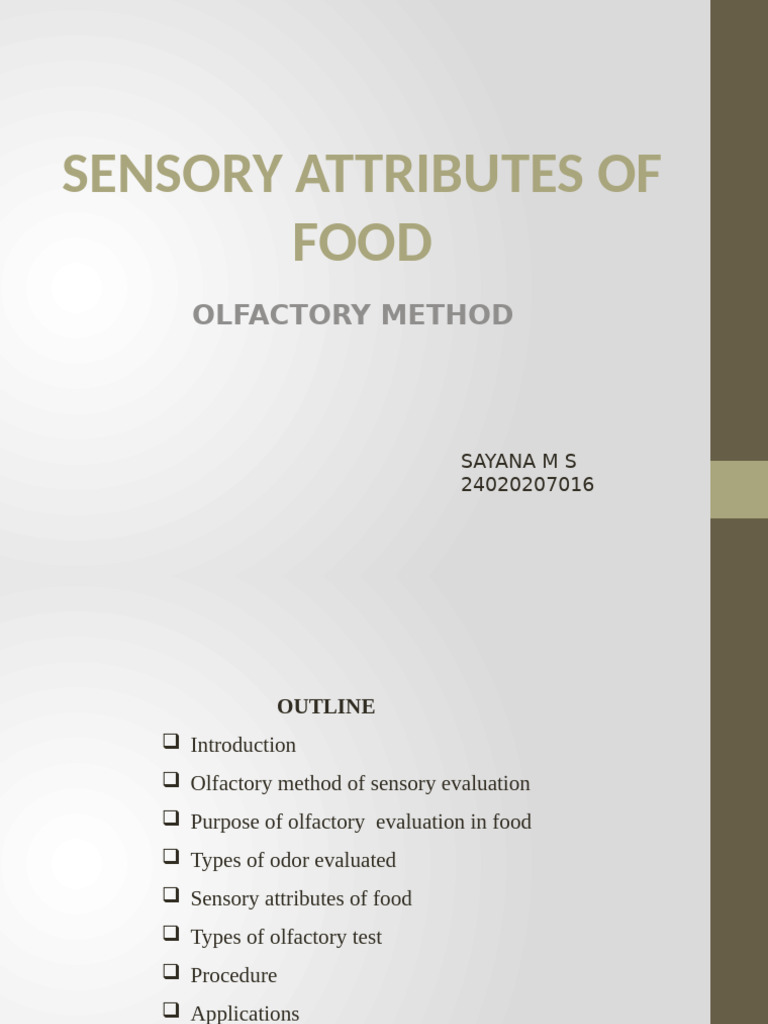 Olfactory Evaluation in Food Sensory Analysis | PDF | Odor | Taste
