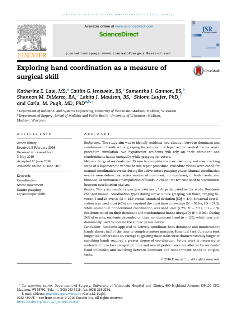 Law2016 - Exploring Hand Coordination As A Measure of | PDF
