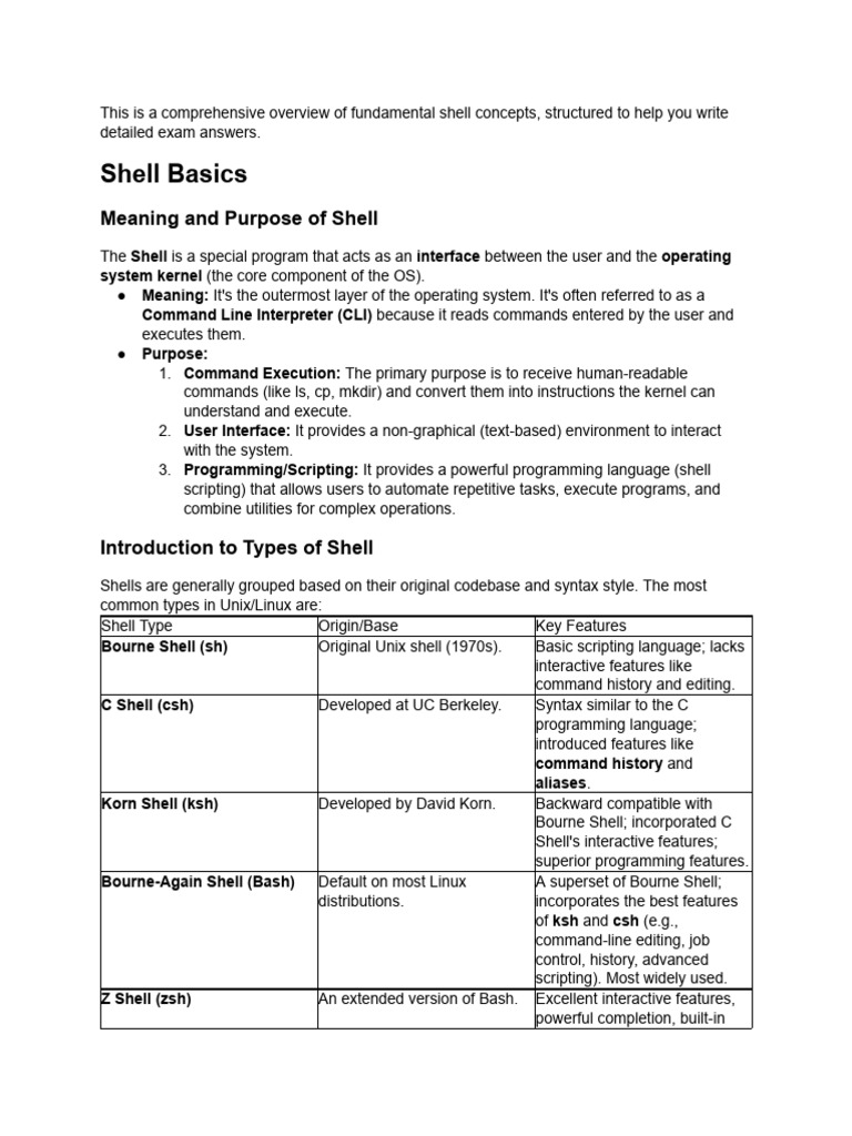 Shell Basics and Scripting Overview | PDF | Command Line Interface ...