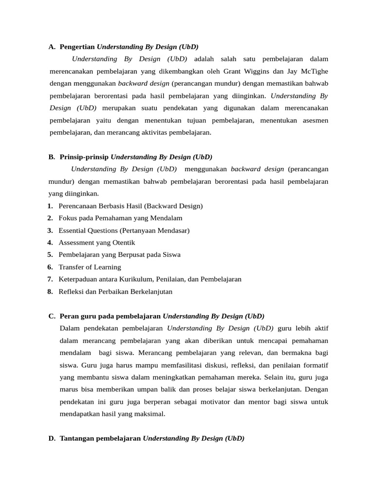 Prinsip dan Tantangan Understanding By Design | PDF