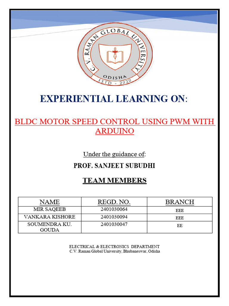 BLDC Motor Speed Control with Arduino | PDF | Electric Motor | Power Supply