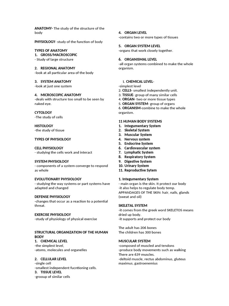 Human Anatomy and Physiology Overview | PDF | Human Body | Anatomical ...
