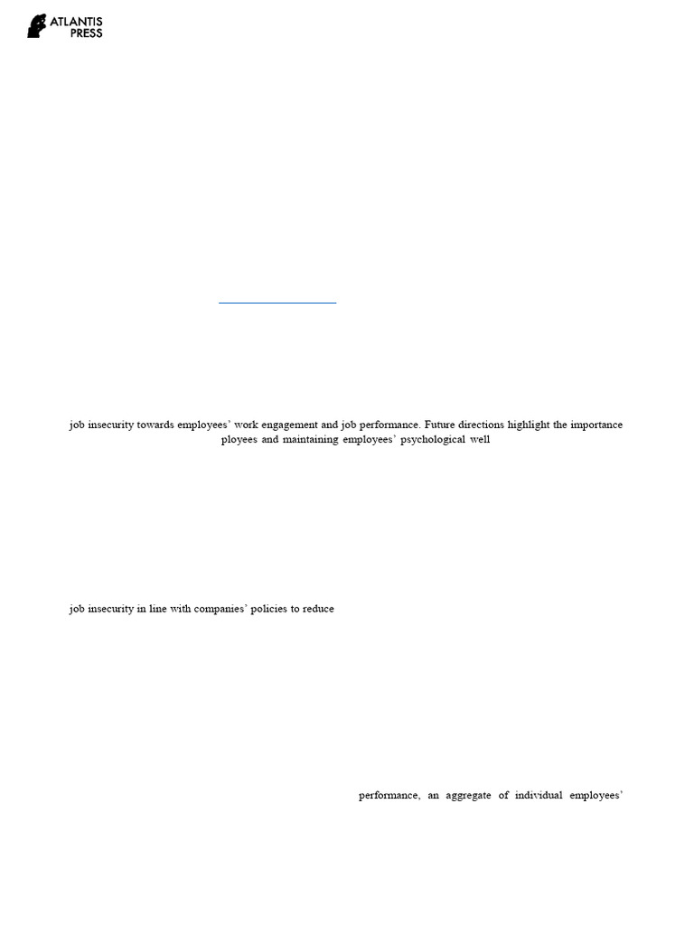 Job Insecurity and Employee Performance | PDF | Well Being | Employment
