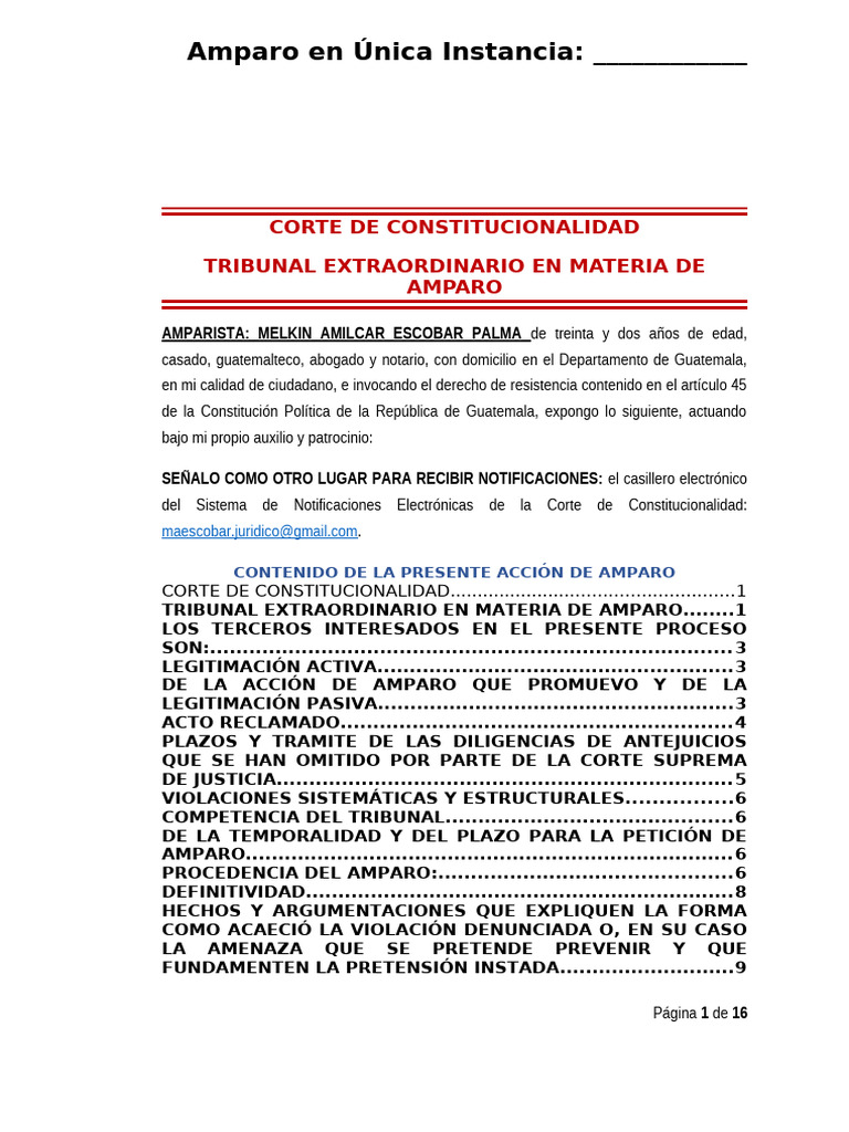 Amparo en Contra de Corte Suprema de Justicia Por No Tramitar El ...
