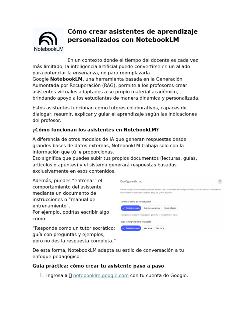 Asistentes de Aprendizaje con NotebookLM | PDF | Inteligencia ...