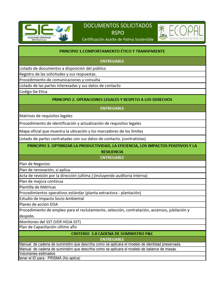 Documento Solicitados Rspo - SST - Laboral - SCC | PDF | Pesticida ...