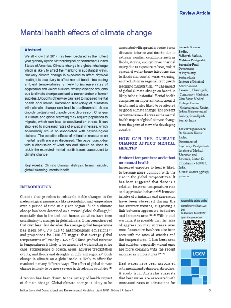 Mental Health Impacts of Climate Change | PDF | Climate Change | Mental ...