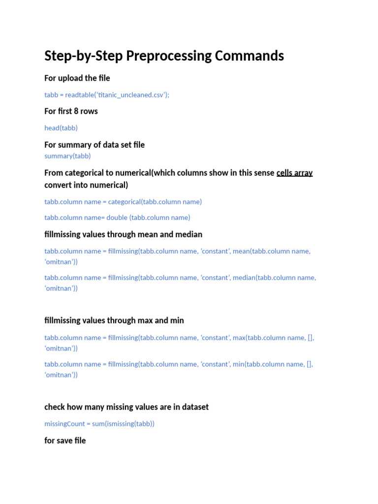 Data Cleaning Commands | PDF