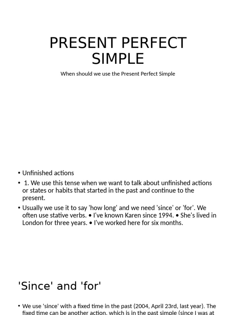 Understanding Present Perfect Simple Tense | PDF | Language Mechanics ...